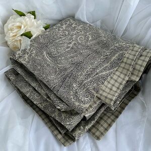 Ethan Allen Queen Duvet Cover 100% Cotton Black Tan Paisley Reversible ITALY NEW